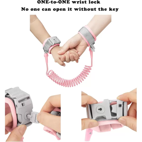 imagePandaEar Anti Lost Wrist Link Toddler Harness Walking Leash Safety Child Wristband Leashes for Babies Kids Pink