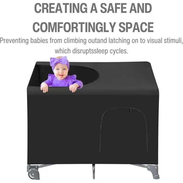 imagePandaEar Blackout Cover for Pack N Play Breathable Crib Canopy Cover Tent for Pack and Play Portable Stretchy Baby Netting Cover for Indoor ampamp Outdoor