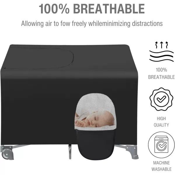 imagePandaEar Blackout Cover for Pack N Play Breathable Crib Canopy Cover Tent for Pack and Play Portable Stretchy Baby Netting Cover for Indoor ampamp Outdoor