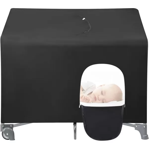 imagePandaEar Blackout Cover for Pack N Play Breathable Crib Canopy Cover Tent for Pack and Play Portable Stretchy Baby Netting Cover for Indoor ampamp Outdoor
