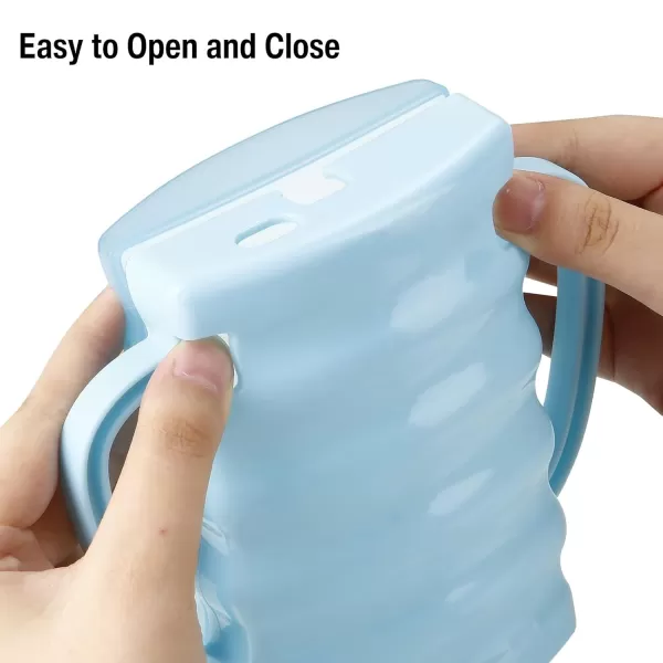 imagePandaEar 2 Pack Squeeze Proof Food Pouch Holder for Todddlers Baby Pouch Holder with Handle for Food Pouches and Drink Juice Boxes BluePurple