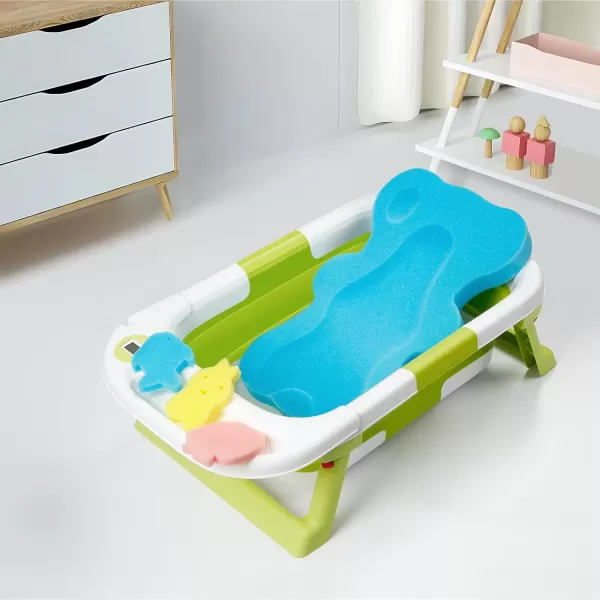 imagePandaEar Baby Bath Sponge Infant Soft Bath Sponge Mat Baby Bath Mat Newborn Odor Free Bath Cushion Blue