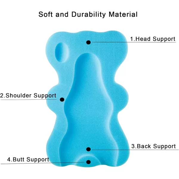imagePandaEar Baby Bath Sponge Infant Soft Bath Sponge Mat Baby Bath Mat Newborn Odor Free Bath Cushion Blue