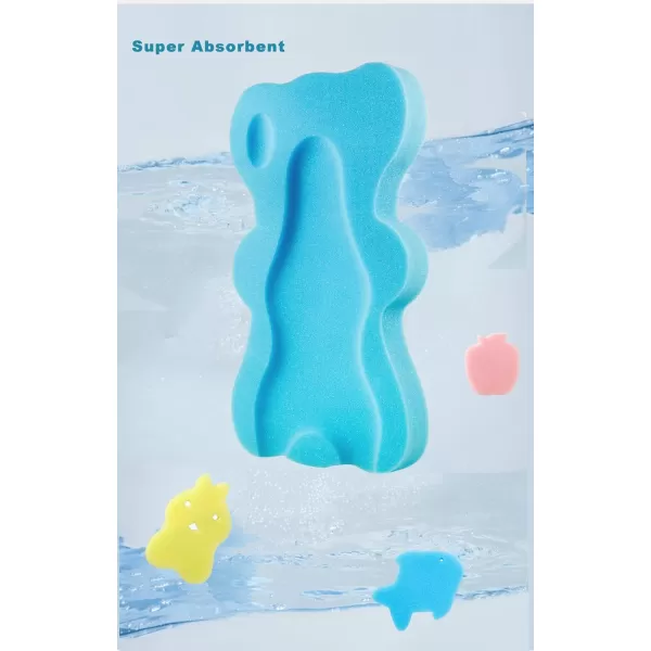 imagePandaEar Baby Bath Sponge Infant Soft Bath Sponge Mat Baby Bath Mat Newborn Odor Free Bath Cushion Blue