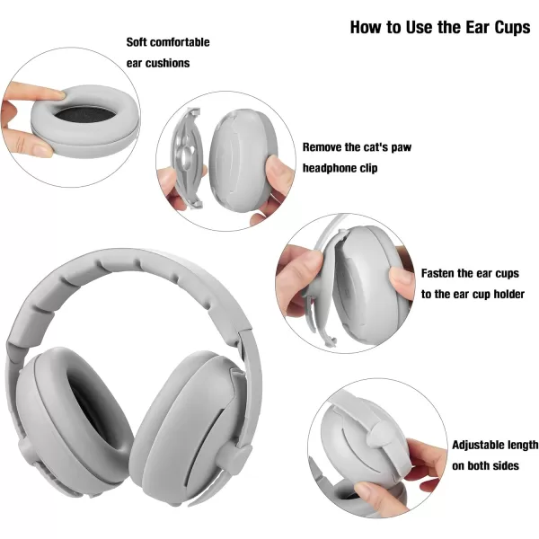 imagePandaEar Baby Ear Muffs 2in1 Baby Ear Protection Noise Cancelling Headphones Ages 03 Years Infant Hearing ProtectionGrey