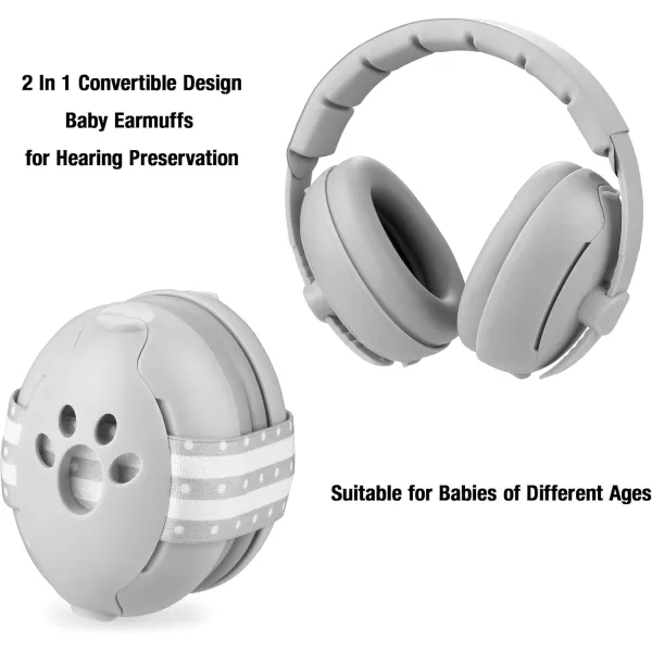 imagePandaEar Baby Ear Muffs 2in1 Baby Ear Protection Noise Cancelling Headphones Ages 03 Years Infant Hearing ProtectionGrey