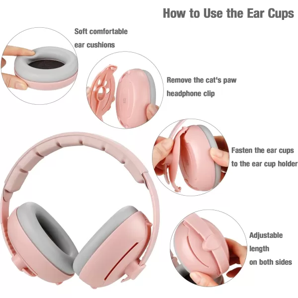 imagePandaEar Baby Ear Muffs 2in1 Baby Ear Protection Noise Cancelling Headphones Ages 03 Years Infant Hearing ProtectionPink