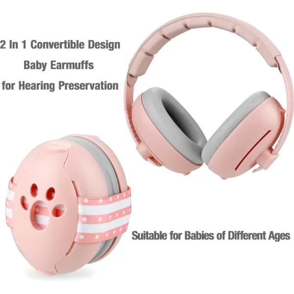 imagePandaEar Baby Ear Muffs 2in1 Baby Ear Protection Noise Cancelling Headphones Ages 03 Years Infant Hearing ProtectionPink