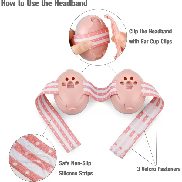 imagePandaEar Baby Ear Muffs 2in1 Baby Ear Protection Noise Cancelling Headphones Ages 03 Years Infant Hearing ProtectionPink
