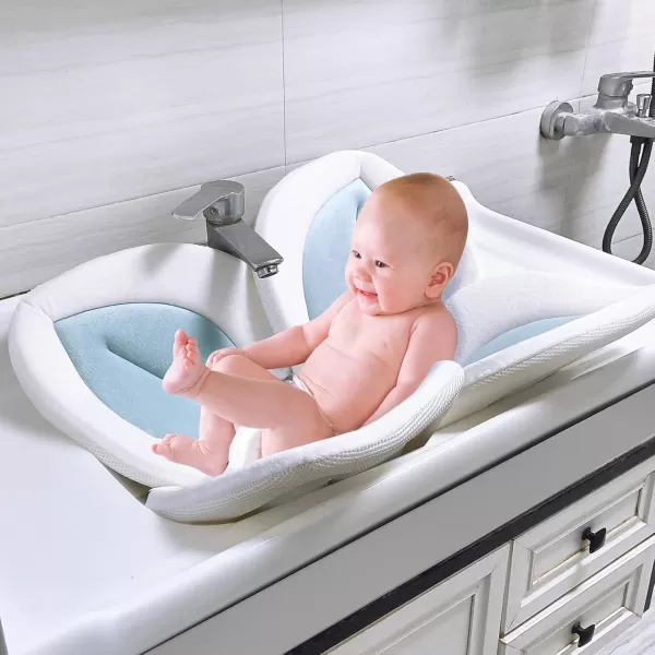 imagePandaEar Baby Lotus Bath Flower Pad for Infant Newborn Soft Baby Flower Bath Petals for Sink Bathtub Essentials Shower Gift BlueBlue