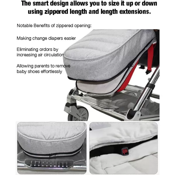 imagePandaEar Baby Stroller Footmuff Winter Bunting Bag Infant Car Seat Cover Weather Proof Universal Footmuff Grey