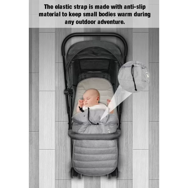 imagePandaEar Baby Stroller Footmuff Winter Bunting Bag Infant Car Seat Cover Weather Proof Universal Footmuff Grey