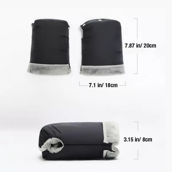 imagePandaEar Baby Stroller Gloves Universal Winter Stroller Mittens AntiFreeze Warm Hand Muffs Waterproof Thick HandMuff Stroller Accessories Black