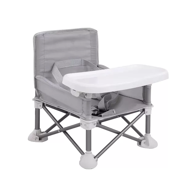imagePandaEar Portable Baby Seat Travel Compact Fold with Straps for IndoorOutdoor Use Great for Camping Beach Lawn Toddlers Kids Boys Girls with Placemat PinkGrey