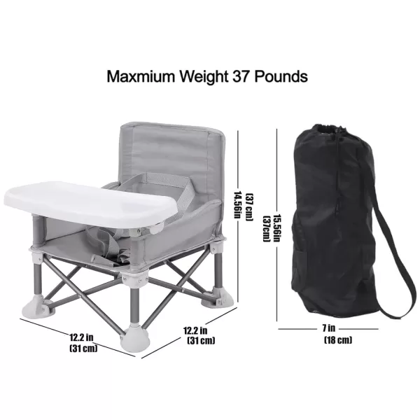 imagePandaEar Portable Baby Seat Travel Compact Fold with Straps for IndoorOutdoor Use Great for Camping Beach Lawn Toddlers Kids Boys Girls with Placemat PinkGrey