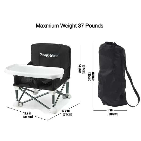 imagePandaEar Portable Baby Seat Travel Compact Fold with Straps for IndoorOutdoor Use Great for Camping Beach Lawn Toddlers Kids Boys Girls with Placemat PinkBlack