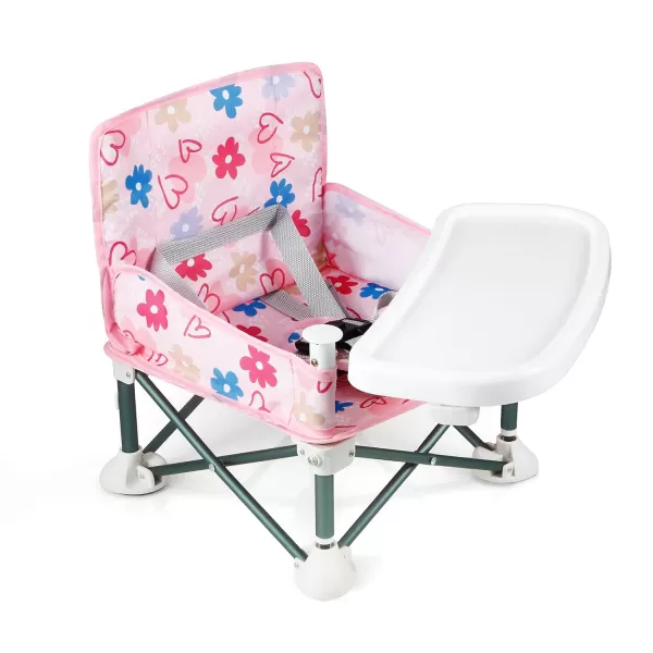 imagePandaEar Portable Baby Seat Travel Compact Fold with Straps for IndoorOutdoor Use Great for Camping Beach Lawn Toddlers Kids Boys Girls with Placemat PinkPink