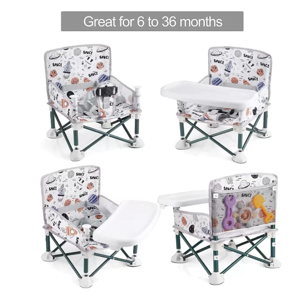 imagePandaEar Portable Baby Seat Travel Compact Fold with Straps for IndoorOutdoor Use Great for Camping Beach Lawn Toddlers Kids Boys Girls with Placemat PinkWhite