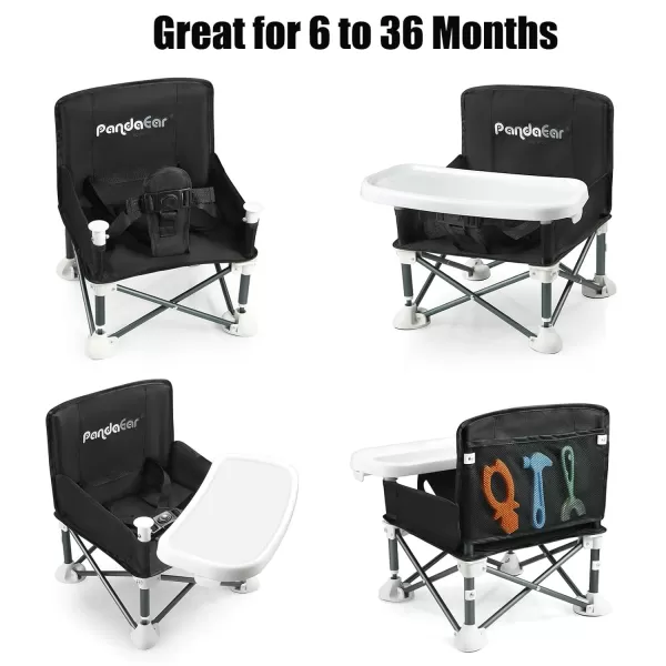 imagePandaEar Portable Baby Seat Travel Compact Fold with Straps for IndoorOutdoor Use Great for Camping Beach Lawn Toddlers Kids Boys Girls with Placemat PinkBlack