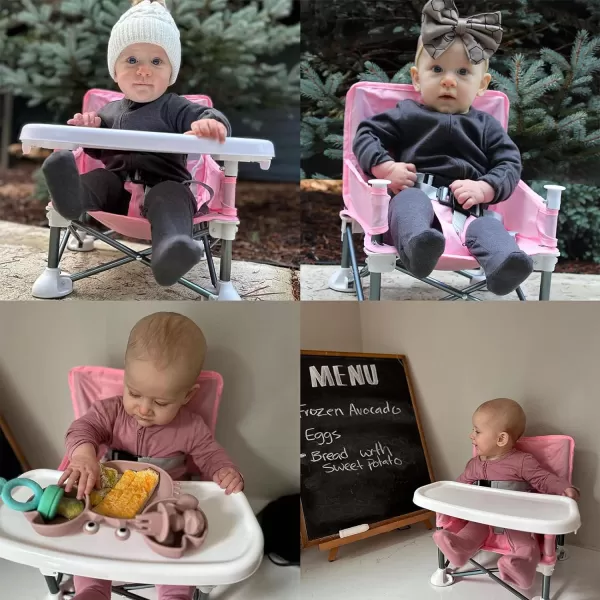imagePandaEar Portable Baby Seat Travel Compact Fold with Straps for IndoorOutdoor Use Great for Camping Beach Lawn Toddlers Kids Boys Girls with Placemat PinkPink