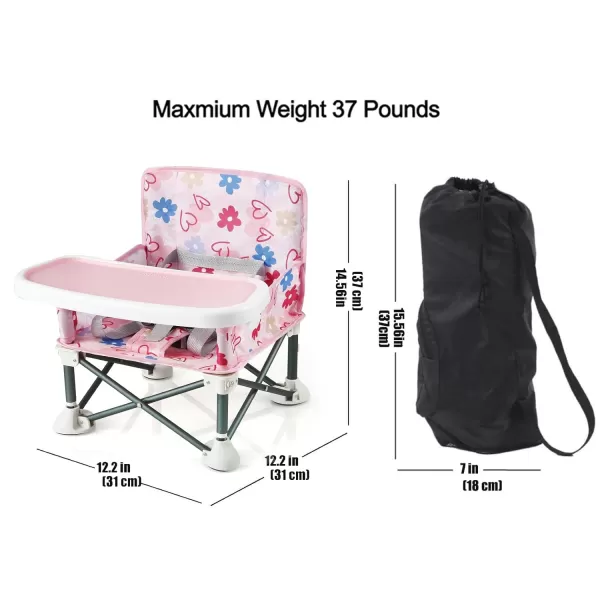imagePandaEar Portable Baby Seat Travel Compact Fold with Straps for IndoorOutdoor Use Great for Camping Beach Lawn Toddlers Kids Boys Girls with Placemat PinkPink