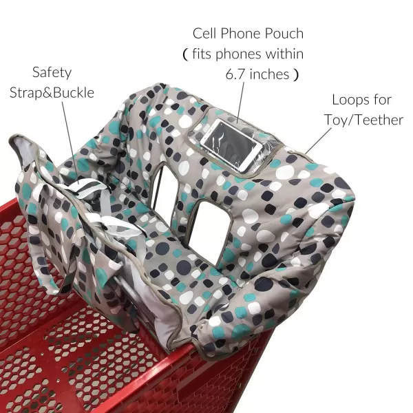 imagePandaEar Shopping Cart Cover for Baby 2in1 Grocery Cart Seat Cover ampamp Baby Highchair Cover for Infant Toddler GrayPolka Dot Pattern
