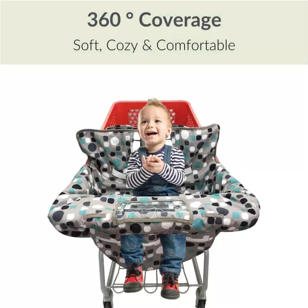imagePandaEar Shopping Cart Cover for Baby 2in1 Grocery Cart Seat Cover ampamp Baby Highchair Cover for Infant Toddler GrayPolka Dot Pattern