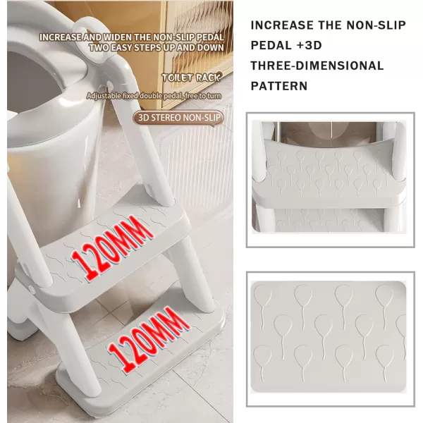 imagePandaEar Toilet Potty Training Seat with Step Stool Ladder Comfortable Safe Potty Seat with AntiSlip Pads Ladder ampamp Bear Design for Kids Boys Toddlers GreyGray