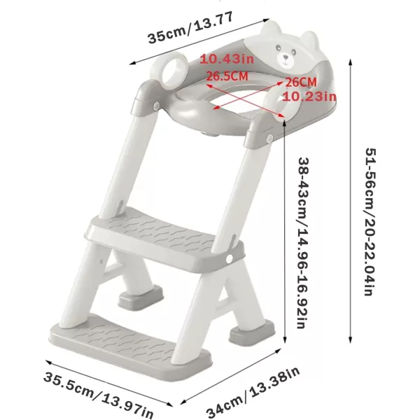 imagePandaEar Toilet Potty Training Seat with Step Stool Ladder Comfortable Safe Potty Seat with AntiSlip Pads Ladder ampamp Bear Design for Kids Boys Toddlers GreyGray