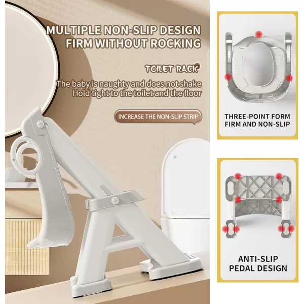 imagePandaEar Toilet Potty Training Seat with Step Stool Ladder Comfortable Safe Potty Seat with AntiSlip Pads Ladder ampamp Bear Design for Kids Boys Toddlers GreyGray