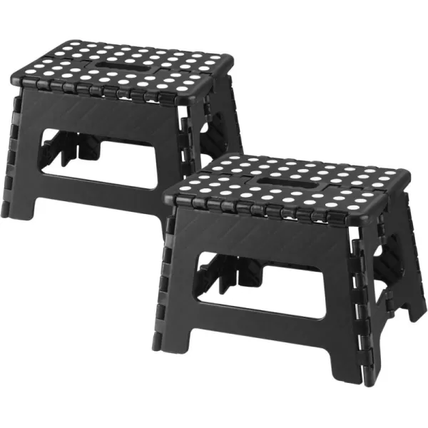 imagePandaEar 2 Pack Home Folding Step Stool Lightweight Step Stool with 9 Inch Height for Kids Sturdy Foot Stool for Kitchen Bedroom Bathroom ampamp Bathroom Black