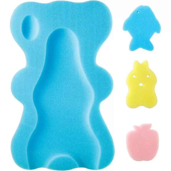 imagePandaEar Baby Bath Sponge Infant Soft Bath Sponge Mat Baby Bath Mat Newborn Odor Free Bath Cushion Blue
