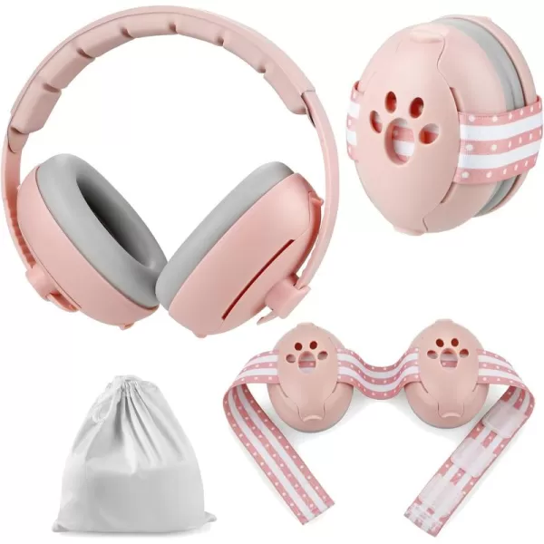 imagePandaEar Baby Ear Muffs 2in1 Baby Ear Protection Noise Cancelling Headphones Ages 03 Years Infant Hearing ProtectionPink
