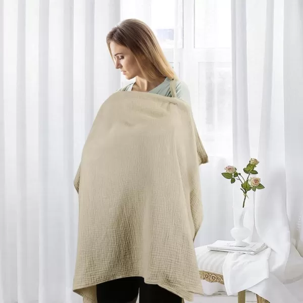 imagePandaEar Nursing Cover for Baby Breastfeeding Breathable Muslin Nursing Poncho Neck Insert with Rigid Hoop for Mom Multiuse Privacy Nursing Apron Carseat Cover
