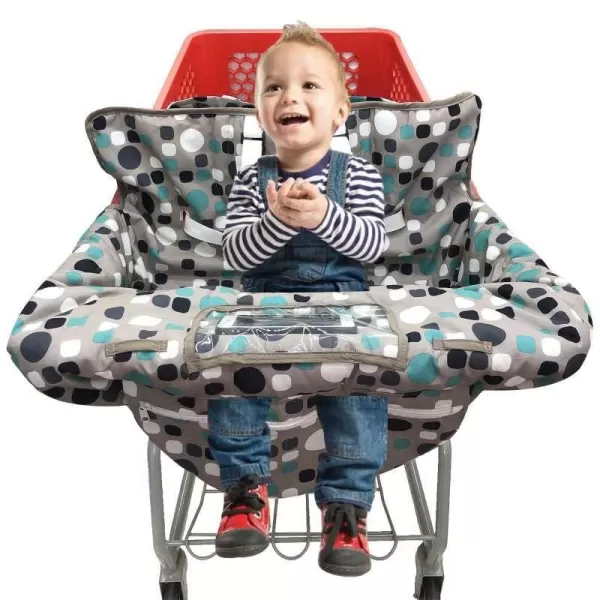 imagePandaEar Shopping Cart Cover for Baby 2in1 Grocery Cart Seat Cover ampamp Baby Highchair Cover for Infant Toddler GrayPolka Dot Pattern