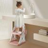 imagePandaEar Training Toilet Ladder Toilet Potty Training Seat with Step Stool Ladder PinkPink