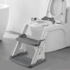 imagePandaEar Training Toilet Ladder Toilet Potty Training Seat with Step Stool Ladder PinkGray
