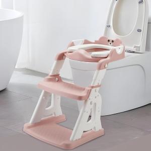 imagePandaEar Training Toilet Ladder Toilet Potty Training Seat with Step Stool Ladder PinkPink
