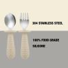 imagePandaEar 2 Pack Stainless Steel Baby Suction Plates ampamp 2 Pack Spoons and Forks Set Toddler Utensils Baby Feeding Set Divided Plates for Baby Led Weaning Supplies BPAFree