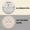 imagePandaEar 2 Pack Stainless Steel Baby Suction Plates ampamp 2 Pack Spoons and Forks Set Toddler Utensils Baby Feeding Set Divided Plates for Baby Led Weaning Supplies BPAFree