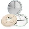 imagePandaEar 3 Pack Stainless Steel Baby Suction Plates Divided Toddler Plate for Baby Led Weaning Supplies NonSlip Toddler Baby Feeding Set Dishwasher Safe