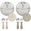 imagePandaEar 2 Pack Stainless Steel Baby Suction Plates ampamp 2 Pack Spoons and Forks Set Toddler Utensils Baby Feeding Set Divided Plates for Baby Led Weaning Supplies BPAFree
