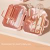 imagePandaEar Portable Bottle Brush Set with Case Baby Travel Essential6 in 1 Bottle Cleaning Tool Bottle Cleaner Kit with Silicone Brush Nipple Brush Straw Brush Bottle Dispenser Pink