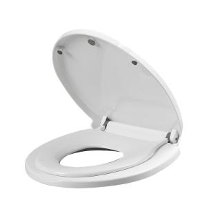 imagePandaEar Toilet Seat with BuildIn Toddler Potty Training Seat Elongated Toilet Seat with Splash Guard for Toddler Training Easy to Install ampamp Slow CloseElongated