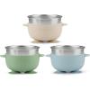 imagePandaEar 3 Pack Stainless Steel Baby Suction Bowls NonSlip Child Food Bowl with Silicone Sleeve for Kids Toddlers Infants Unbreakable ampamp Mess Free
