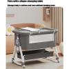 imagePandaEar Foldable Baby Bassinet Bedside Sleeper Portable Crib with Wheels ampamp Diaper Changing Table Adjustable Height Infant Bed CoSleeper for Newborns Breathable Mesh