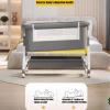 imagePandaEar Foldable Baby Bassinet Bedside Sleeper Portable Crib with Wheels ampamp Diaper Changing Table Adjustable Height Infant Bed CoSleeper for Newborns Breathable Mesh