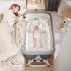 imagePandaEar Foldable Baby Bassinet Bedside Sleeper Portable Crib with Wheels ampamp Diaper Changing Table Adjustable Height Infant Bed CoSleeper for Newborns Breathable Mesh