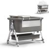 imagePandaEar Foldable Baby Bassinet Bedside Sleeper Portable Crib with Wheels ampamp Diaper Changing Table Adjustable Height Infant Bed CoSleeper for Newborns Breathable Mesh