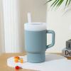 imagePandaEar Kids Tumbler Silicone Toddler Cup with Straw and Handle 95oz SpillProof Training Cup for Baby BPAFree Easy to Clean Blue BlueBlue